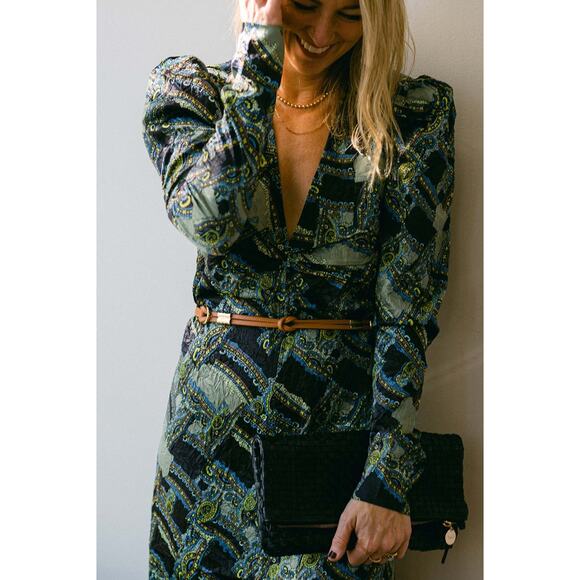 Ganni Green and Blue Midi Dress - Picture 13 of 14